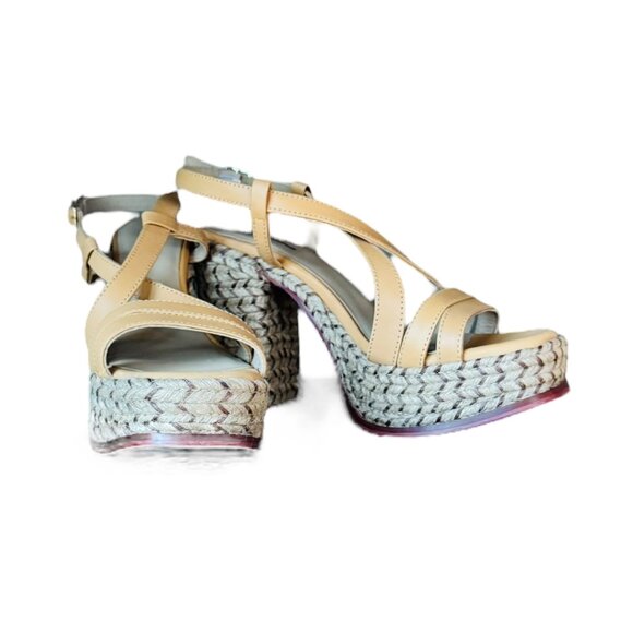 Free People Fahn Jute Strappy Platform Rope Wedge Sandal Size 8 Natural Beige - Picture 5 of 8